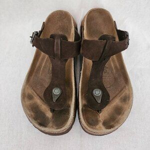 Betula Licensed by Birkenstock Brown Suede Thong Sandals - US 8
